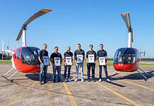 Ausbildung zum Berufshubschrauberpiloten Gruppenbild der sechs Absolventen der DRF-Akademie nach der Ausbildung zum Berufshubschrauberpiloten (v.l.n.r.): Micha Lehmann, Marcus Sporer, Annkatrin Büche, Julian Schiemann, Niklas Kraiczek, Julien Vandenabeele