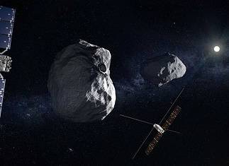 Raumsonde Hera vor dem Doppelasteroiden Didymos und Dimorphos: Die Raumsonde Hera wird den Doppelasteroiden Didymos und Dimorphos 2026 für sechs Monate untersuchen um herauszufinden, wie genau sich Umlaufzeit und Gestalt der Asteroiden nach dem Einschlag der NASA-Sonde DART 2022 verändert haben. Hierzu ist Hera mit zwölf Messinstrumenten ausgestattet. Die wichtigsten sind die beiden Asteroid Framing Cameras – zwei redundant ausgelegte, monochromatische Kameras –, die genutzt werden, um die Position der Raumsonde in dem Asteroidensystem zu bestimmen. Sie sind essenziell für die Navigation der Sonde. Hera führt zudem zwei CubeSats, Juventas und Milani, mit sich, die jeweils die Größe eines Schuhkartons haben. Sie werden sich näher an Dimorphos bewegen und in der Schlussphase der Mission sogar auf ihm landen, um dessen Oberfläche, innere Struktur und Gravitation zu messen.