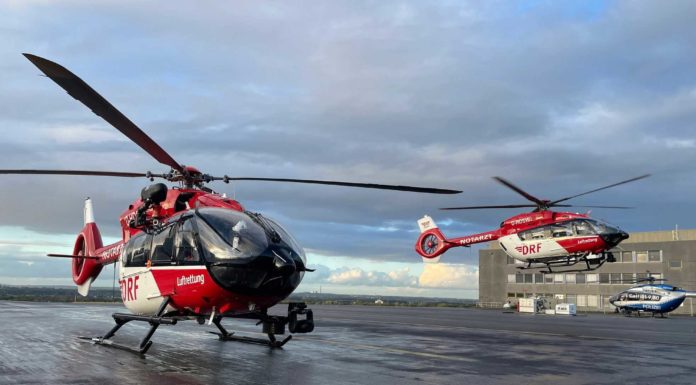 Christoph Dortmund: Neuer Hubschrauber H145 mit Fünfblattrotor Einflug des neuen Christoph Dortmund am Flughafen. Nach dem Umrüsten der medizinischen Ausstattung sowie der Winde ging die neue Maschine direkt in den Dienst.