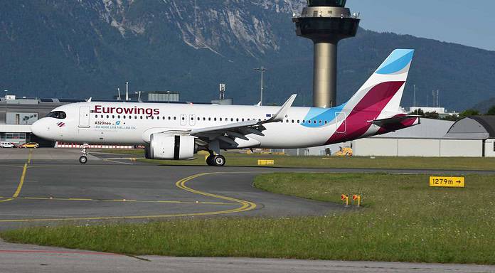 Eurowings plant Flugverbindung von Salzburg nach Barcelona Eurowings A20N 9H-ENB am Flughafen Salzburg SZG
