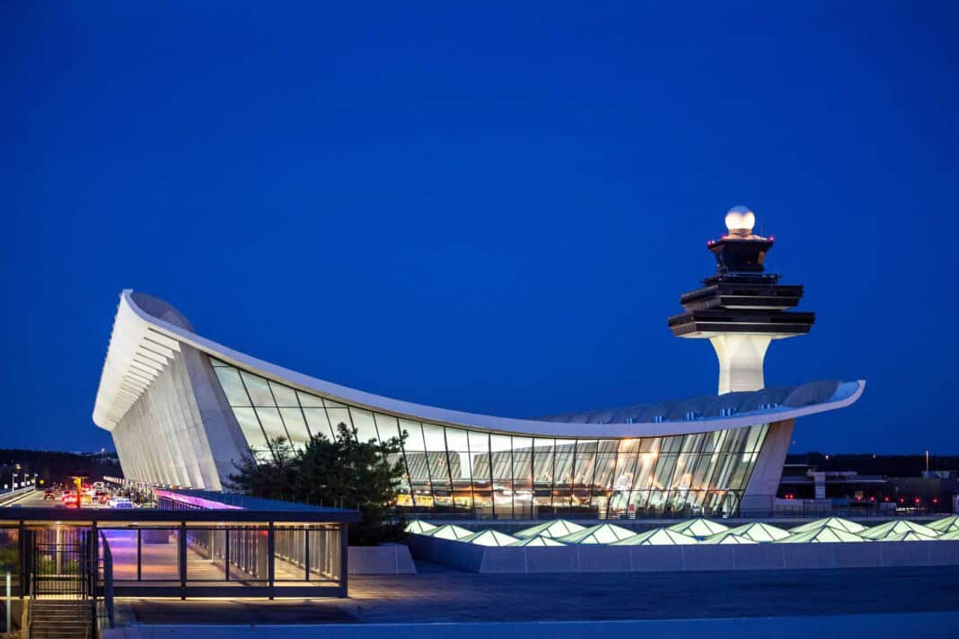 Washington Dulles International Airport at night