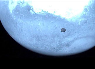 Hyperscout-H-Aufnahme im nahen Infrarot während des Vorbeiflugs von Hera am Mars