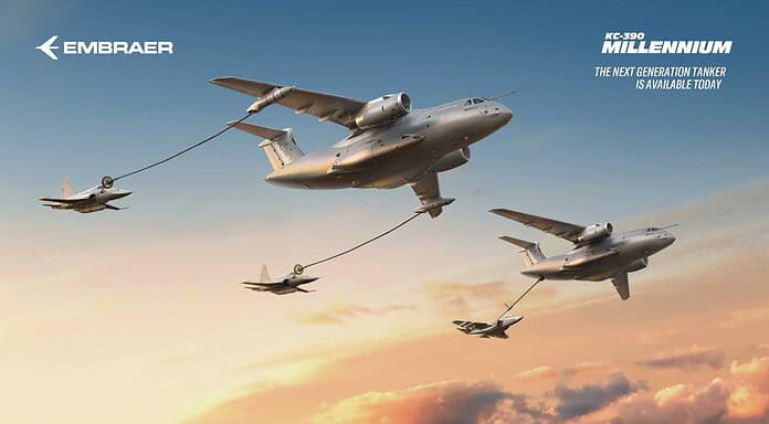 Embraer präsentiert den KC-390 Millennium auf der ARSAG 2025 Embraer KC-390 Millennium bei der Luftbetankung