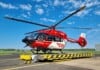 DRF-Rettungshubschrauber Christoph 80 an der Station in Weiden.