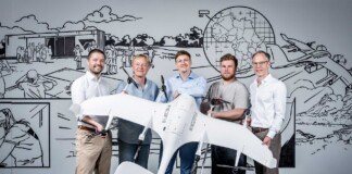 Gründungsmitglieder Tom Plümmer, Jonathan Hesselbarth, Ansgar Kadura und Co-CEO und Chief Product Officer Dr. Bernhard Klumpp, Chief Financial Officer Tobias Jordan