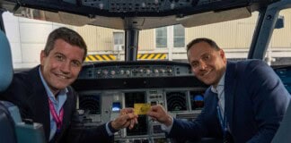 Ian Malin (left), Chief Financial Officer Wizz Air, and Dan Edelman of American Express.