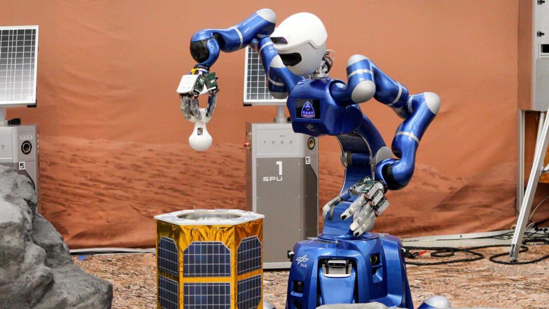 DLR-Roboter Rollin’ Justin holt Probenbehälter ab