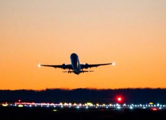 Takeoff of an aircraft at Memmingen Airport (EDJA)