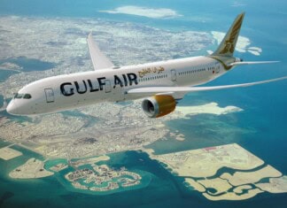 Gulf Air Boeing 787-9 over Bahrain