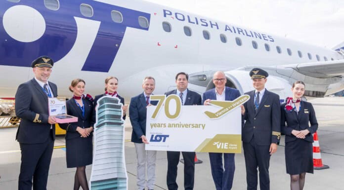 LOT Polish Airlines und Flughafen Wien feiern 70 Jahre Flugverbindung LOT Polish Airlines - 70 Jahre Warschau-Wien
