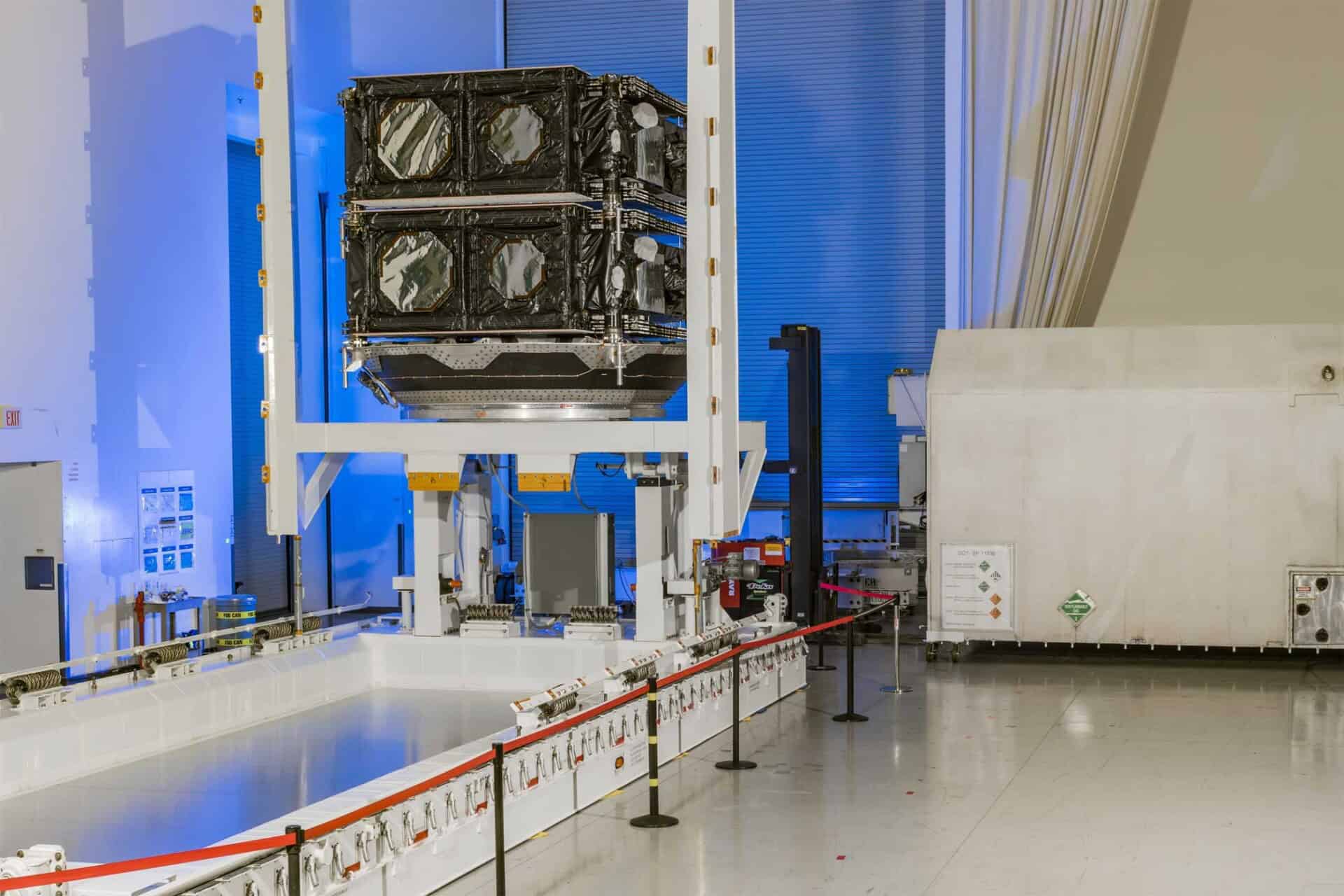 BOEING O3b mPOWER F9 and F10 stacked and prepared for shipping.