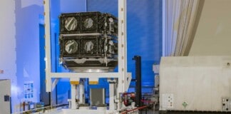 BOEING O3b mPOWER F9 and F10 stacked and prepared for shipping.