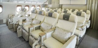 Emirates Boeing 777 with four-class configuration