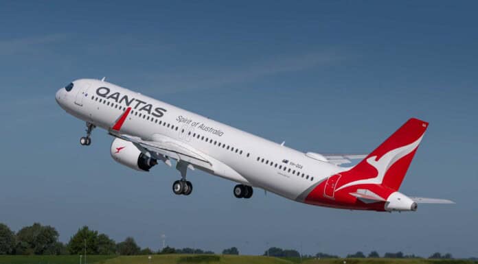 Qantas erhält seinen ersten Airbus A321XLR Start des ersten A321XLR für Qantas von Airbus Hamburg