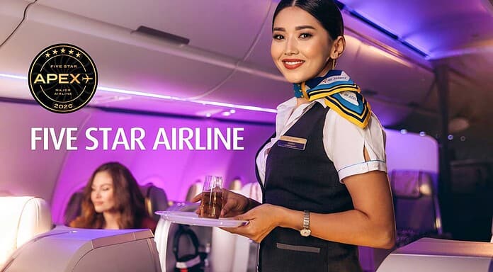 Air Astana erhält Five Star Award bei APEX und Skytrax-Auszeichnung Air Astana Five Star Major Airline APEX