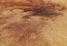 Perspective view of dust devil tracks in Chalcoporos Rupes