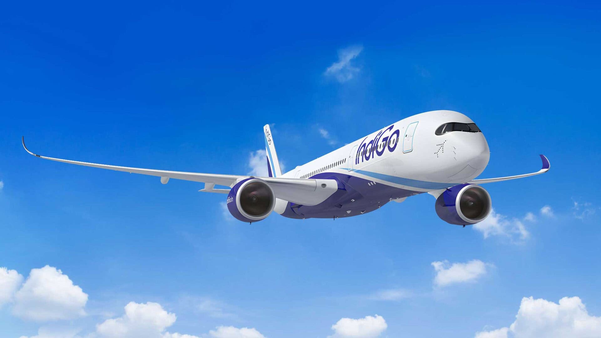 Rendering des Airbus A350-900 in IndiGo-Lackierung