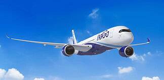 Rendering des Airbus A350-900 in IndiGo-Lackierung