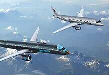 Embraer und Adani stärken regionale Luftfahrt in Indien Embraer E195-E2 Tech Eagle und E175 Business Hero über den Bergen