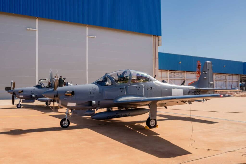 Embraer A-29 Super Tucano für die Luftwaffe von Uruguay auf dem Vorfeld