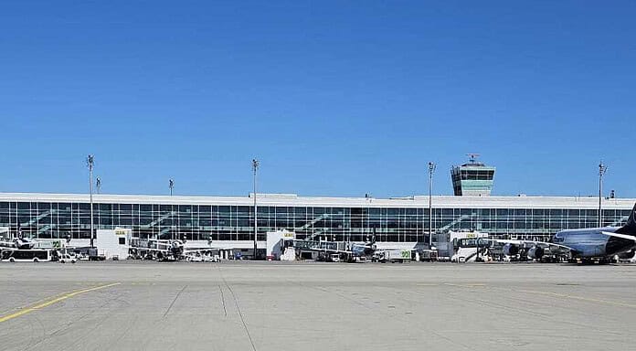 Munich Airport with many aircraft