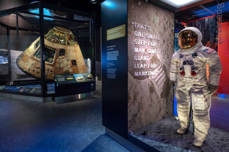 National Air and Space Museum displays Columbia command module and Neil Armstrong's spacesuit from the Apollo 11 mission