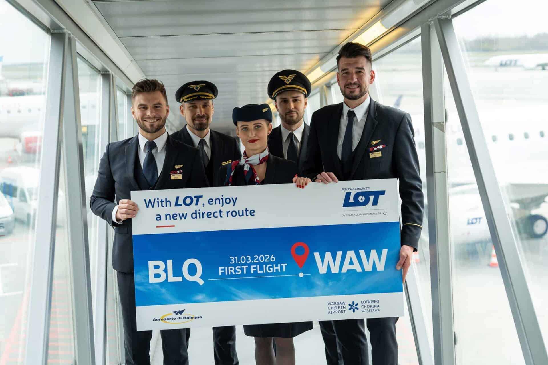 LOT's inaugural flight Bologna-Warsaw