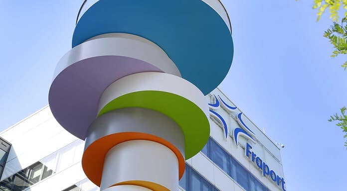Artwork in front of the Fraport headquarters
