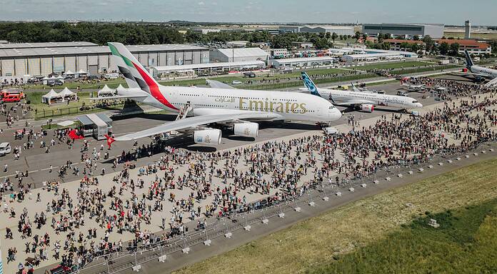 Emirates showcases modernized Airbus A380 at ILA Berlin 2026. Emirates Airbus A380 Flagship at ILA Berlin