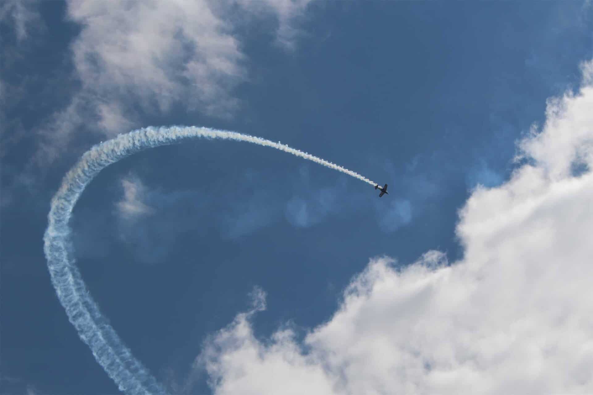 Airplane flies looping
