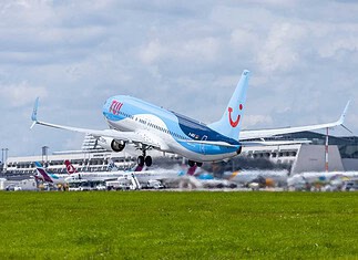 TUIfly plane takes off from Stuttgart Airport