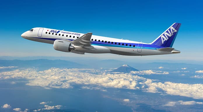 ANA Embraer E190-E2 over Mount Fuji