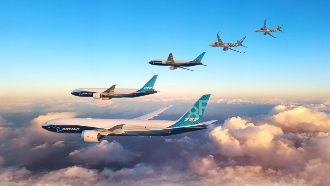 Boeing freighter family above the clouds