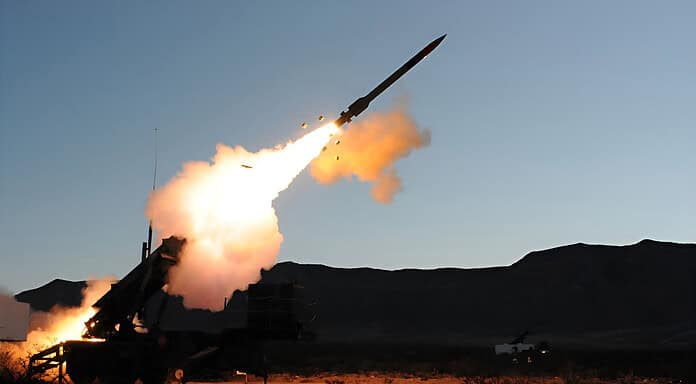 Boeing PAC-3 Seeker: A PAC-3 interceptor missile equipped with a Boeing-manufactured seeker is launched during testing to intercept a target.